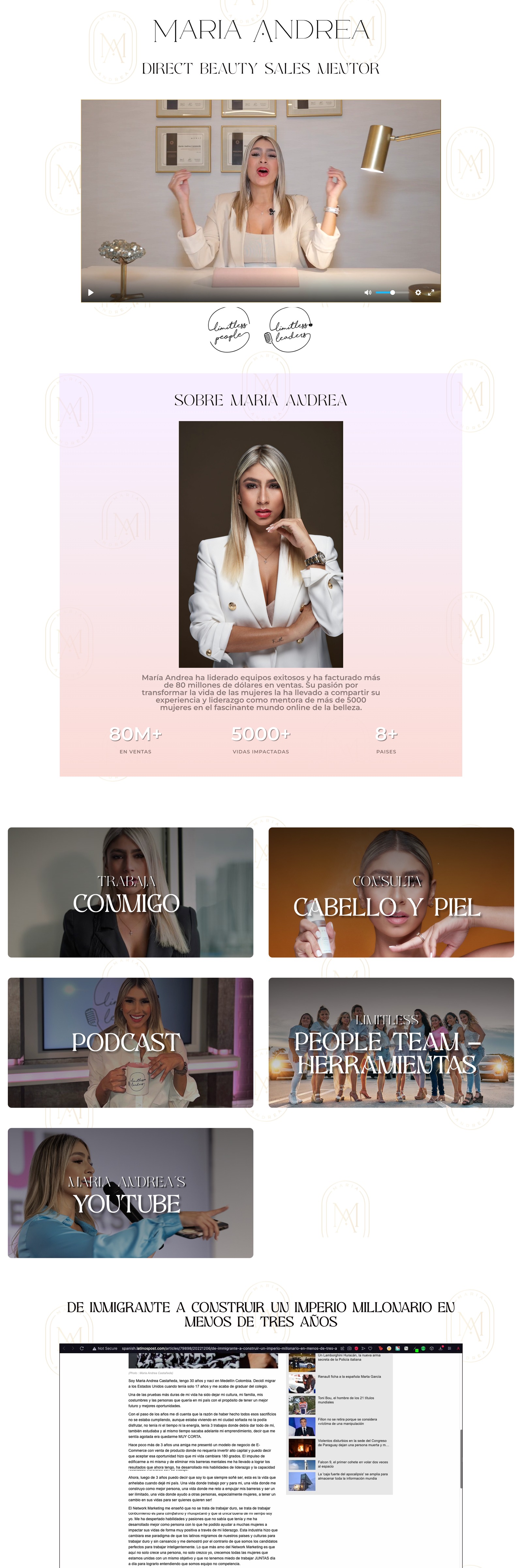 María Andrea beauty mentor website preview