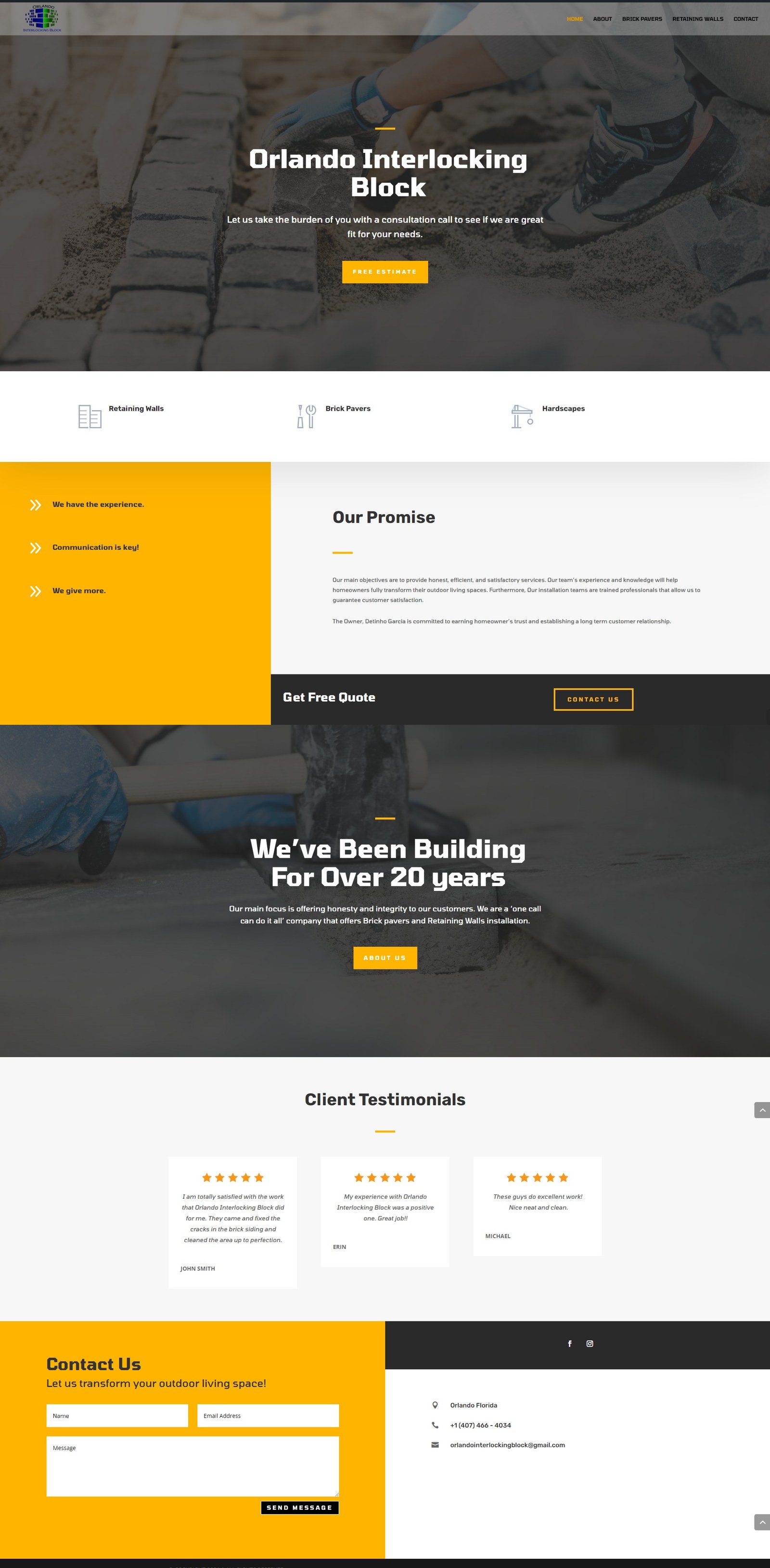 Orlando Interlocking Block hardscaping website preview